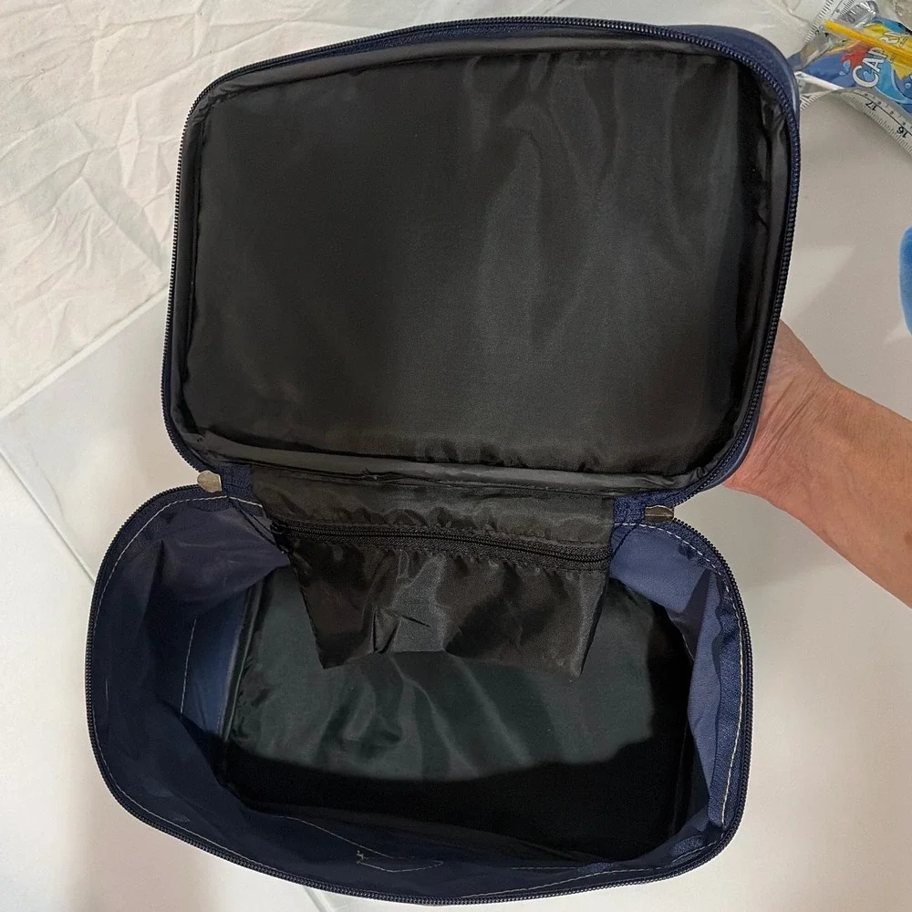 Claude Albert 3 Piece Luggage Set Navy Blue Duffel Train Case Toiletry Bag
